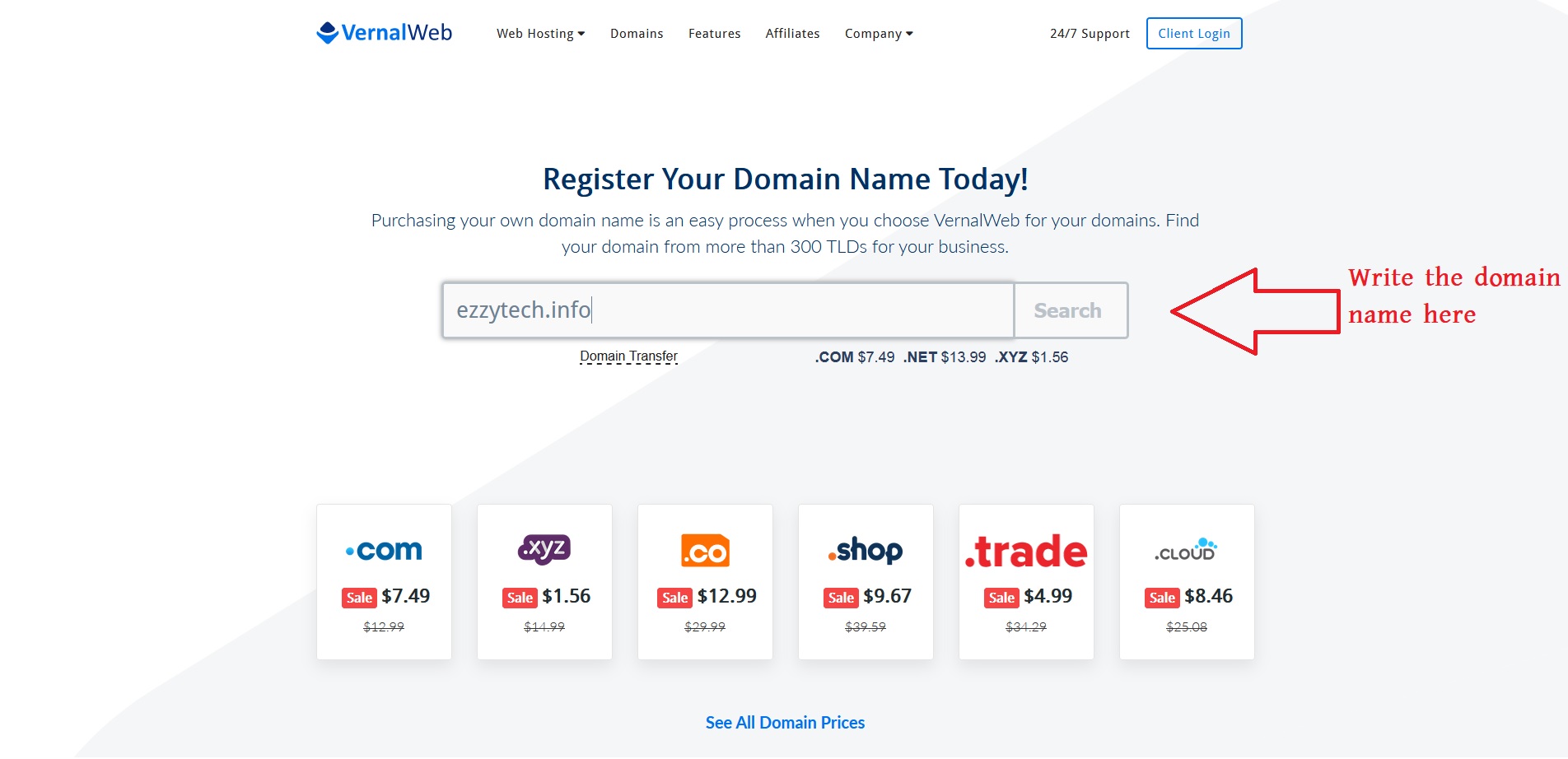 domain registration at vernalweb
