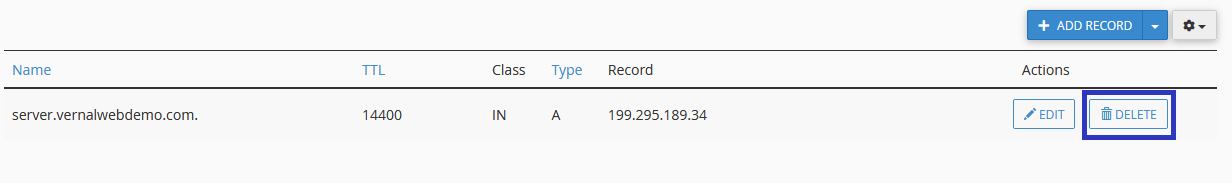 Delete DNS Record