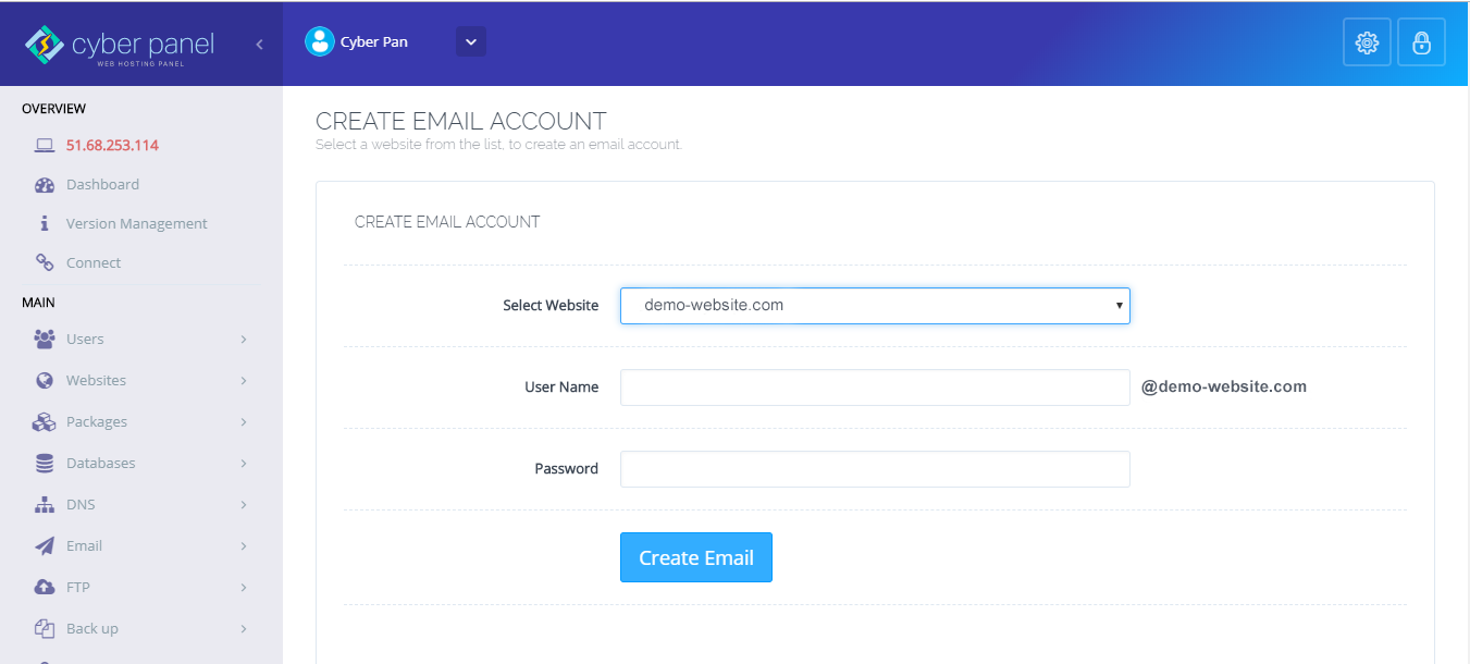 Create Email in CyberPanel