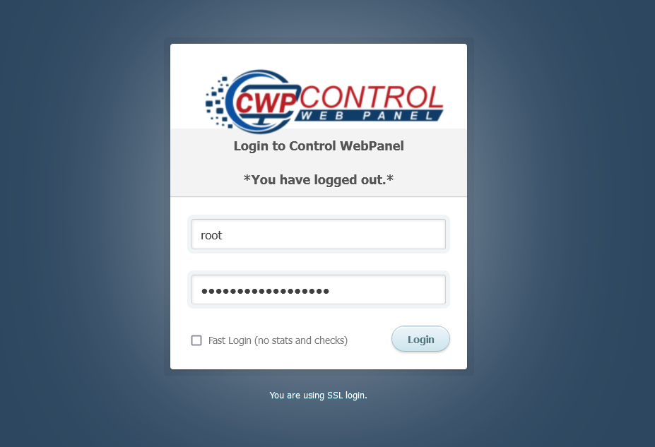 Control WebPanel Login